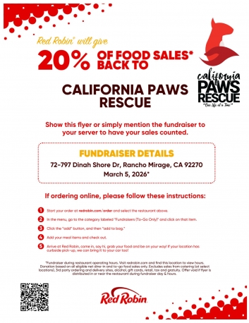 California Paws Rescue & Red Robin Fundraiser